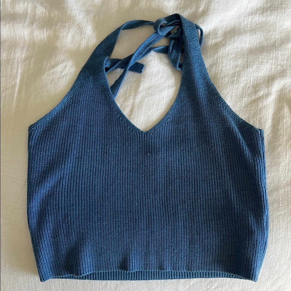FOREVER 21 Blue Knit Halter Top